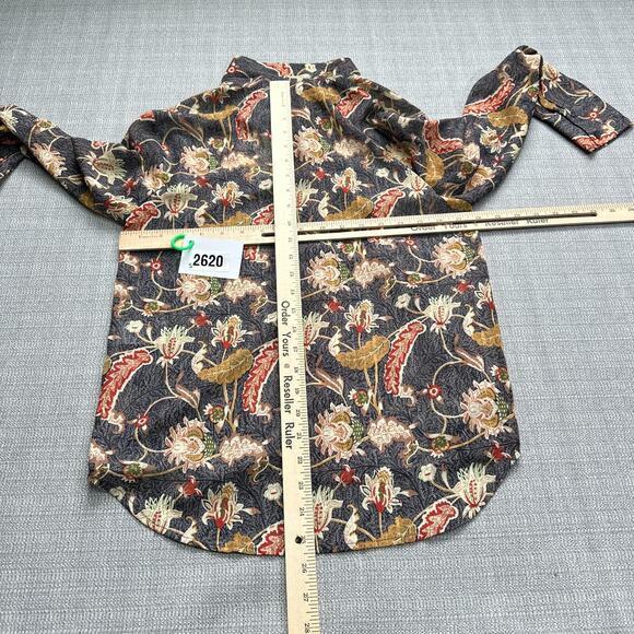 Boho Floral Top Small‎ Tie Neck Cottagecore Fall Retro Feminine Y2K Romantic - Picture 6 of 9